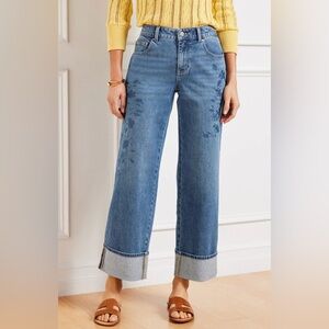 Talbots • Straight Ankle Cuff Jeans with Floral Print • Size 16P